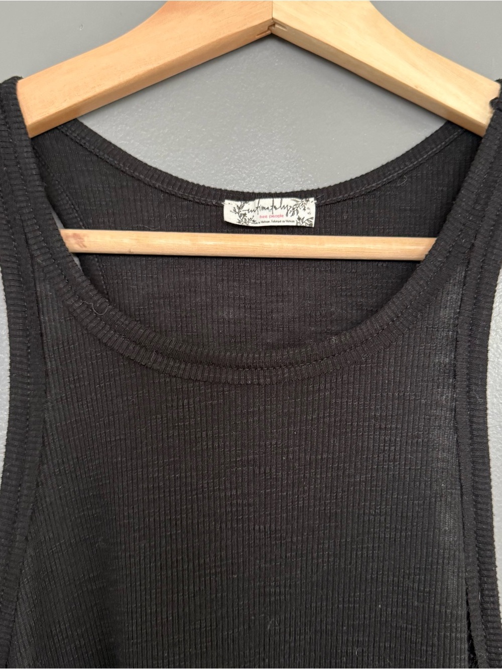 Free People Black Ribbed Scoop High Neck Tank Top - Picture 2 of 6